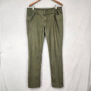 Prana Green Denim Jeans Women's 16/34 Mid Rise Organic Cotton Straight Leg